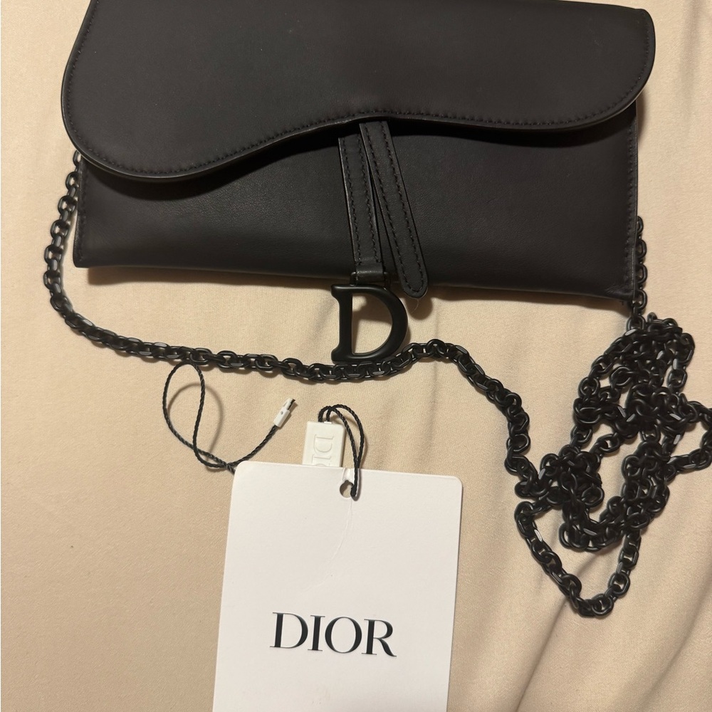 Dior Black Leather Clutch with Chain